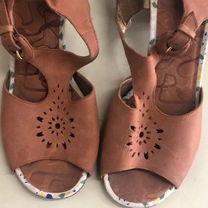 Anthropologie Leather Cutout Sandal Heels